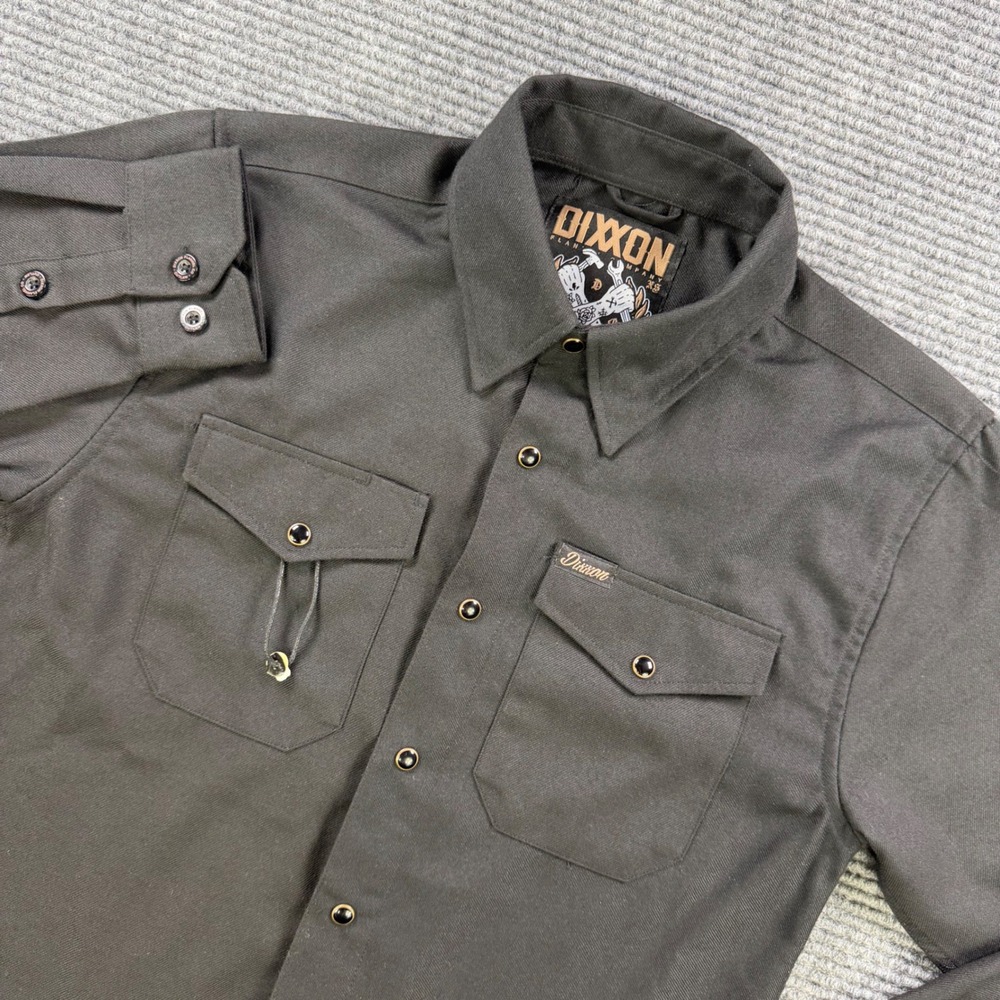 NWOT Dixxon Flannel Co Outlaw Work Shirt Black D-Tech Snap Front Long Sleeve XS
